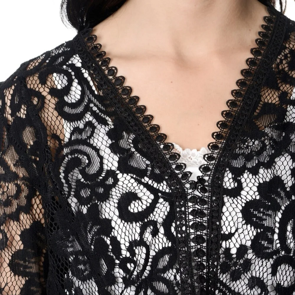 🩵💥 TAHARI Arthur Levine Black Lace Women’s Top - Picture 3 of 6